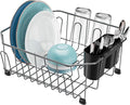 GSlife Small in Sink Dish Drying Rack - Stainless Steel Compact Dish Drainer for RV Kitchen Apartment Sink, Rust Resistant Inside Sink Rack, 1–2 Person Households, 11.6" W x 13.4" L, Gunmetal Grey