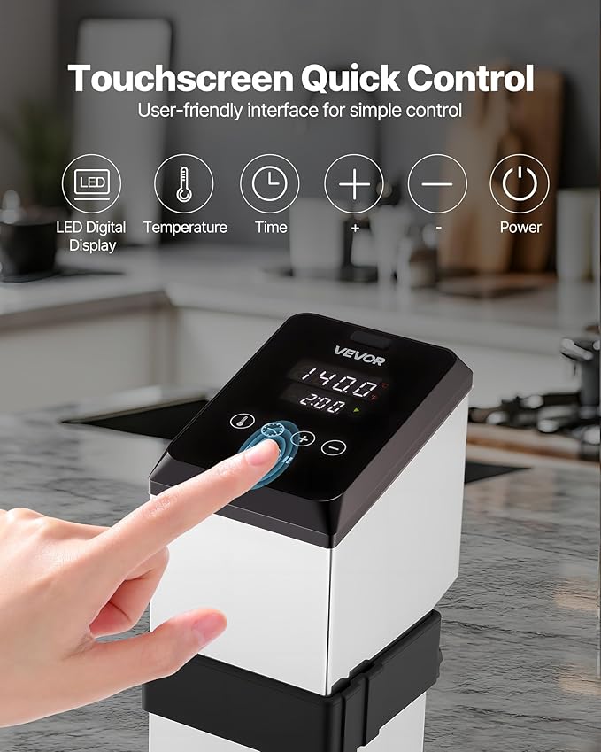 VEVOR Sous Vide Precision Cooker, 1500W Sous-Vide Cooking Machine, Immersion Circulator with LED Digital Display, Adjustable Screw Clamp, Fast-Heating, Accurate Temperature & Timer Control, Sous-Vide