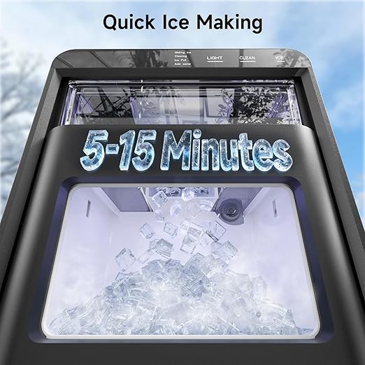 ETL Approval Nugget Ice Maker Countertop, 45Lbs/24H Pebble Ice Maker with Water Tank, Soft Chewable Pellet Ice Machine with Self-Cleaning for Kitchens/Home/Office