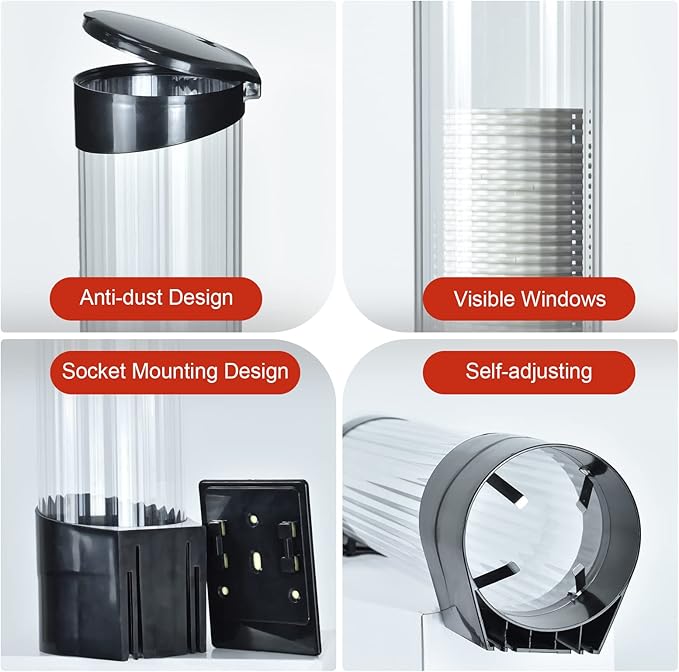 Cup Dispenser, Wall Mount Water Cooler Cup Holder Fits 5oz - 7oz Disposable Paper Plastic Cups for Home Office Hospital Cups Organizer, Adhesive Paste or Screw Install (Black, Medium)