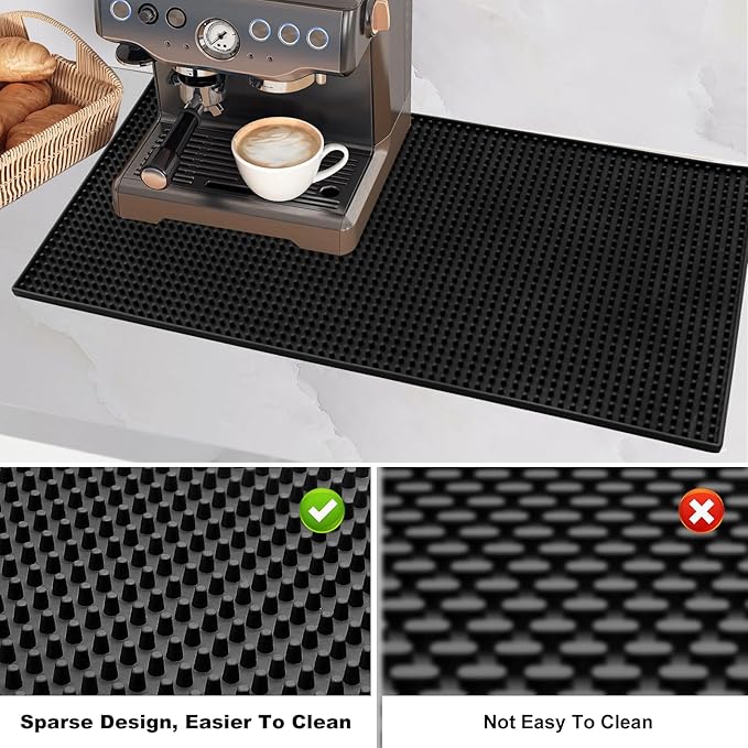 2-Pack Extra Large Bar Mats for Countertop 16X28'', Thicker Rubber Coffee Bar Mat, Dish Drying Mat, Kitchen Mat for Countertop, Non-slip and Easy to Clean