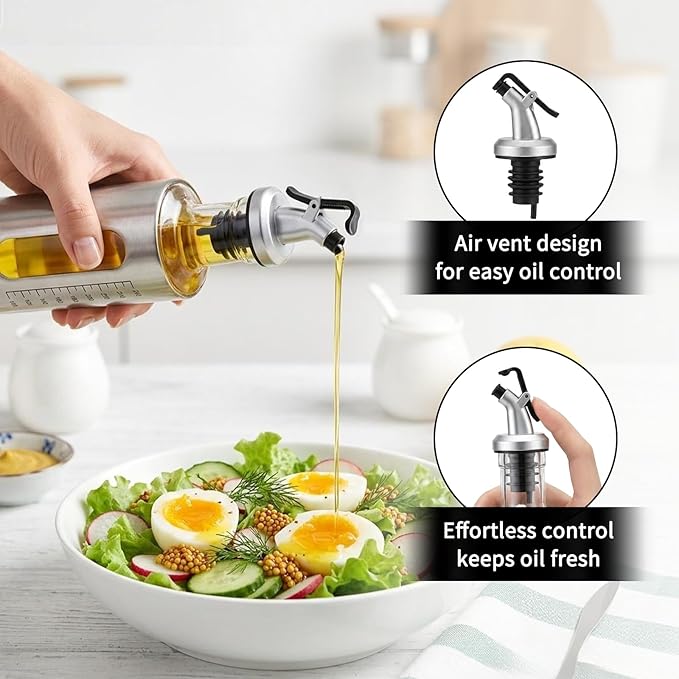 Olive Oil Dispenser for Kitchen, 2 Pack 10oz/300 ML Cooking Oil and Vinegar Dispenser Set with 20 Labels Stainless Steel Funnel, Olive Oil Bottle, Soy Sauce Dispenser, Coffee Syrup Bottles