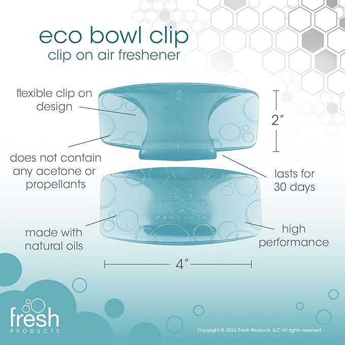 Fresh Products Eco Bowl Clip Air Freshener Versatile Design Toilet Freshener Trash Freshener Chemical Free Natural Oils Discreet Lasts 30 Days Made in the USA Ocean Mist 12 pk