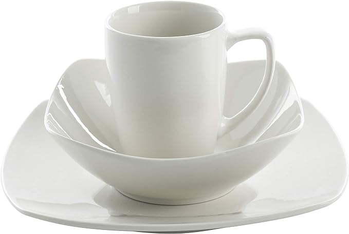 Gibson Home Zen Buffet (Service for 8) 24 Piece Plates and Bowls Porcelain Solid Color Dishes Ceramic Dinnerware Set - White