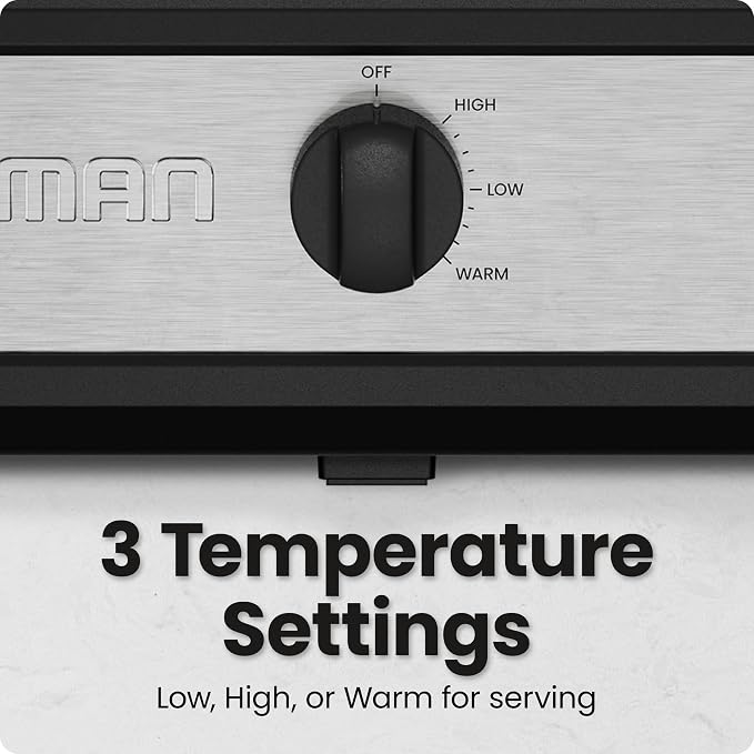Chefman Triple Slow Cooker & Food Warmer, Three Crock Slowcooker with 2.5 Qt. Ceramic Crocks, 7.5-Quart Total Capacity, PFAS-Free, Three Temperature Settings, Dishwasher-Safe Parts – Stainless Steel