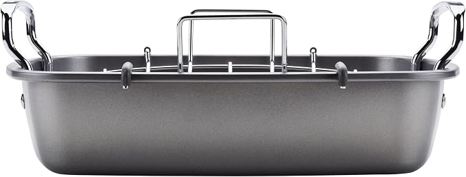 Circulon Nonstick Roasting Pan/Roaster with Rack - 17 Inch x 13 Inch,Gray,(Pack of 3)