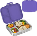 Stainless Steel Lunch Box, Leak-Proof with free sealing Bento Box 3 Compartments, Metal Lunchbox for Travel & Work, Eco-Friendly Meal Storage Solution Purple