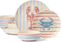 Oneida Dinnerware Sets, 24 Seven Melamine, Wharfside 12-Piece Dinnerware Set, Service For 4, Melamine Material, Dishwasher Safe, Plates And Bowls, Dinner Dishes, Kitchen And Dining(Assorted, 12 Piece)