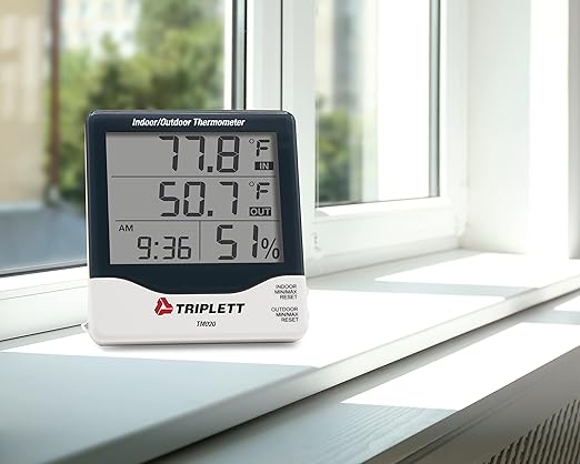 Triplett TM020 Indoor/Outdoor Thermometer with Simultaneous Display - Temperature, Humidity