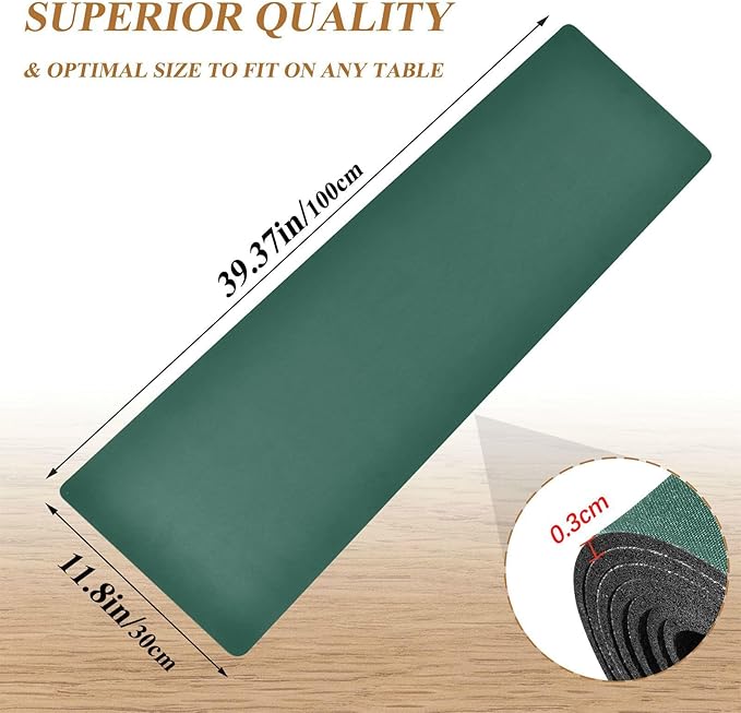 Hunter Green Trivet Table Runner for Hot Pots Pans Heat Resistance Pot Holders Anti-Slip Hot Pad Mats 11.8 * 39.4 Inches