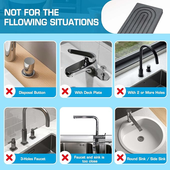 Faucet Mat for Kitchen Sink, Diatomite Quick Drying Tray , Long 23.6'' Kitchen Sink Splash Guard and Bathroom Stone Tray for Counter. Super Absorben. (Dark gray-Rectangle, 15.7" x 4")