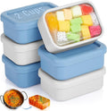 Teenyyou 6 Packs Silicone Soup Freezer Molds with Lid Silicone Soup Freezer Trays Rectangle Reusable Food Preserving Tray Freezing Sauces Stews (Dark Blue, High-grade Gray,2 Cup)