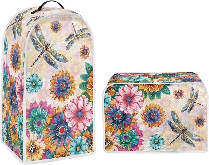 Boho Mandala Floral Blender Cover Washable Kitchen Toaster Cover Dragonfly Bread Maker Coffee Maker Protectiron Covers Size M