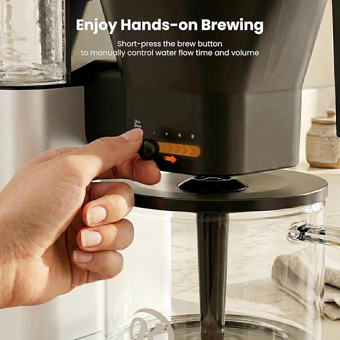 Kismile 8-Cup Coffee Maker, SCA Certified Hot & Cold Brew Coffee Machine, 6-Min Quick Brew, Magnetic Anti-Drip, Adjustable Flow Control, Keep Warm, Dishwasher Safe, DIY Manual Mode, Silver