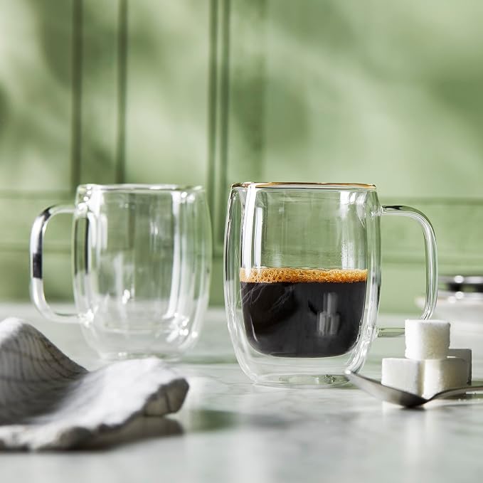 ZWILLING Sorrento Plus 2-pc Double-Wall Espresso Glass Mug Set, 4.5-oz, 134ml