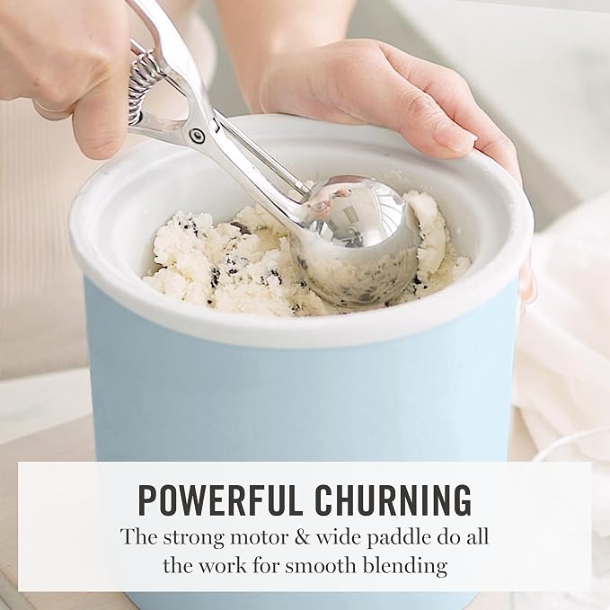 Martha Stewart Ice Cream Maker, 2 Quart Double-Insulated Freezer Bowl, Sorbet & Frozen Yogurt, Ready in 20 Minutes, Mix-Ins Chute, Easy to Clean, Sky Blue