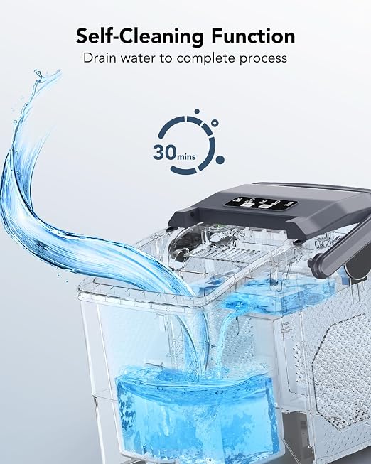 Ice Makers Countertop - Ice Maker Machine 6 Mins 9 Bullet Ice, 26 Lbs/24 Hrs, Portable Countertop Ice Maker with Self Cleaning Function, Ice Maker for Home/Kitchen/Party, Stainless Steel