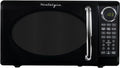 Nostalgia Retro Microwave Oven 0.7 Cu Ft, 700-Watt Countertop Size with Glass Turntable, Child Safety Lock, 8 Auto-Cook Programs, Digital Clock, Black