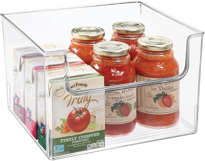 mDesign Set of 4 Fridge Storage Organiser – Kitchen Storage Box for Food and Vegetables – BPA-Free Plastic Freezer Compartment Drawer – Clear