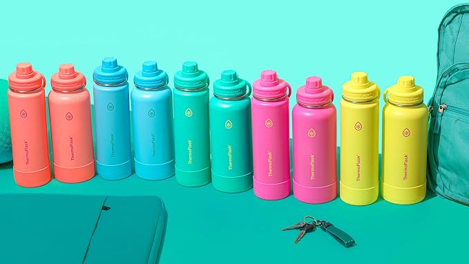 ThermoFlask Insulated Water Bottle with Spout Lid (32 oz, Screamin' Green) - Leakproof, Stainless Steel Water Bottle for Cold & Hot Drinks, Travel & Daily Hydration