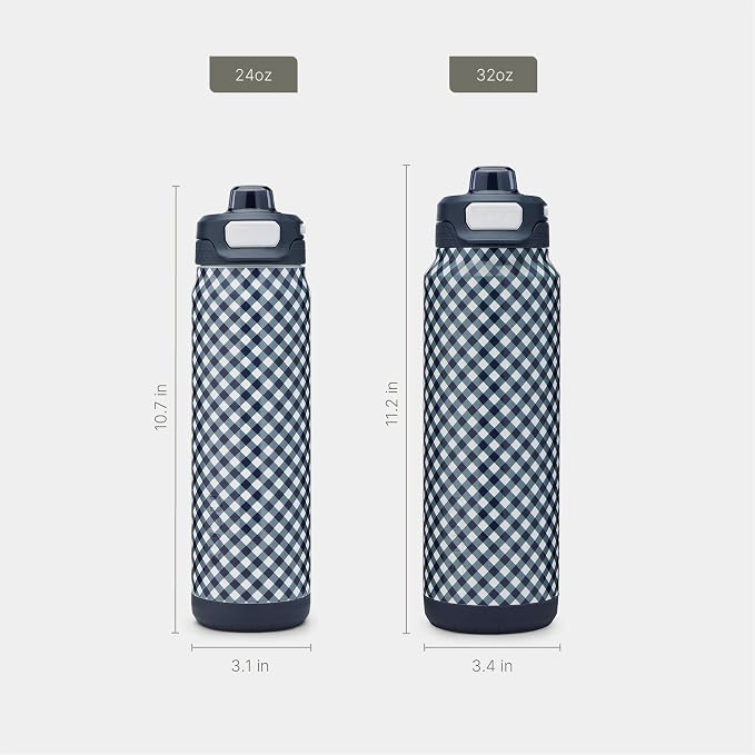ZULU Powerfill Pro 24oz Stainless Steel Water Bottle - Checkmate Navy
