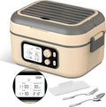 Cordless Electric Heated Lunch Box, 1.5L - 6.3 Cups 100W Rechargeable Smart Self-Heating Food Warmer with Removable Divider, Spoon, Fork, BPA Free, Portable Lunchbox for Car Travel Office Yellow