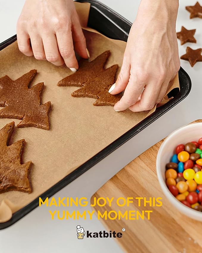 Katbite 400PCS Unbleached Parchment Paper Sheets, 12 x 16 IN Pre-Cut Baking Parchment, Extra Strong, Heavy Duty Non-Stick Baking Paper for Half Sheet Cookie Bread Cake Pans, Grilling Meat Pizza,Oven
