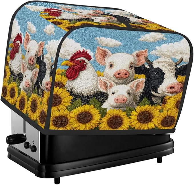 Cute Animal Sunflower 2 Slice Toaster Cover Dust And Fingerprint Bread Maker Cover Bakeware Protector Washable Appliance Covers Kitchen Accessories For Home Kitchen Women Gift