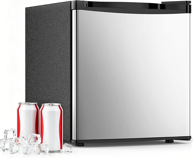 Antarctic Star Compact Refrigerator,1.6 Cu.Ft Single Door Small Fridge,With Removable Glass Shelf and Adjustable Thermostat,for Dorm,Office,Apartment,SILVER