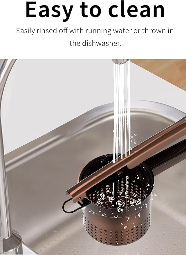 GloTika Large 15oz Potato Ricer Masher, Heavy Duty Stainless Steel Potato Masher with Ergonomic Handle, Masher and Ricer Kitchen Tool for Mashed Potatoes, Noodle Maker, Bronze Color