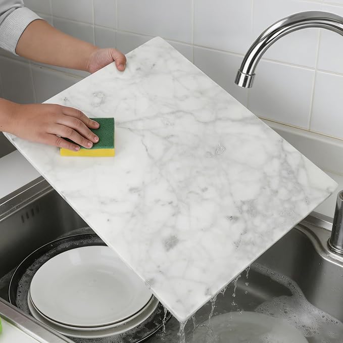 Large Italian Carrara White Marble Cutting Board for Kitchen 16x20 Inch - Stone Granite Cutting Board，Multi-Functional Marble Pastry Board for Cheese, Charcuterie - Wedding Gift, Housewarming