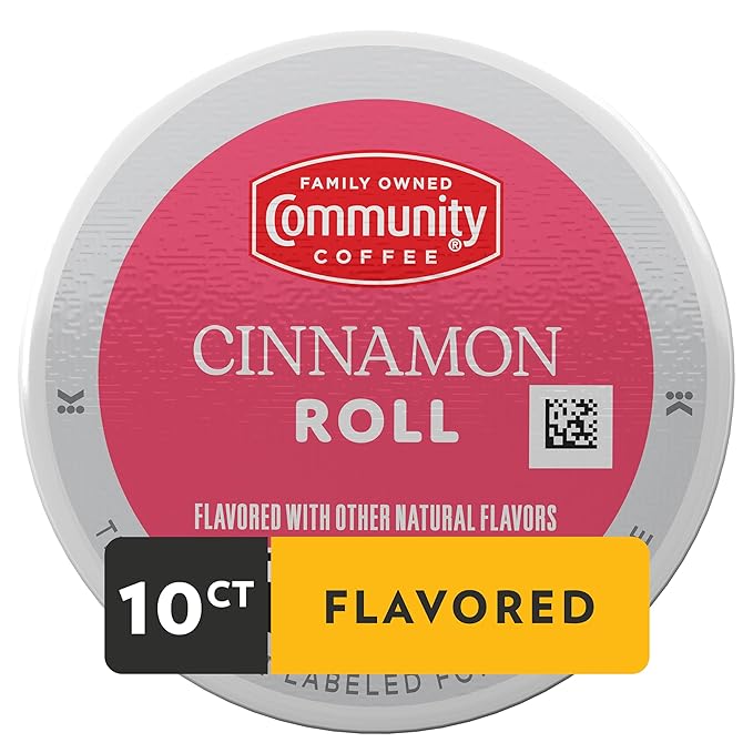Community Coffee Cinnamon Roll Flavored 10 Count Keurig K-Cup Coffee Pods, Medium Roast, 10 Count (Pack of 1)