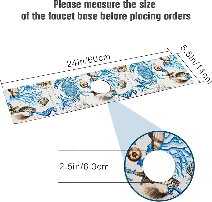 Sink Faucet Absorbing Mat, 2 Pack Drying Mat Around Faucet Sink Splash Guard Behind Faucet Sinkmat For Kitchen Bathroom Island Rv 24 * 5.5 Inch (60 * 14 cm)