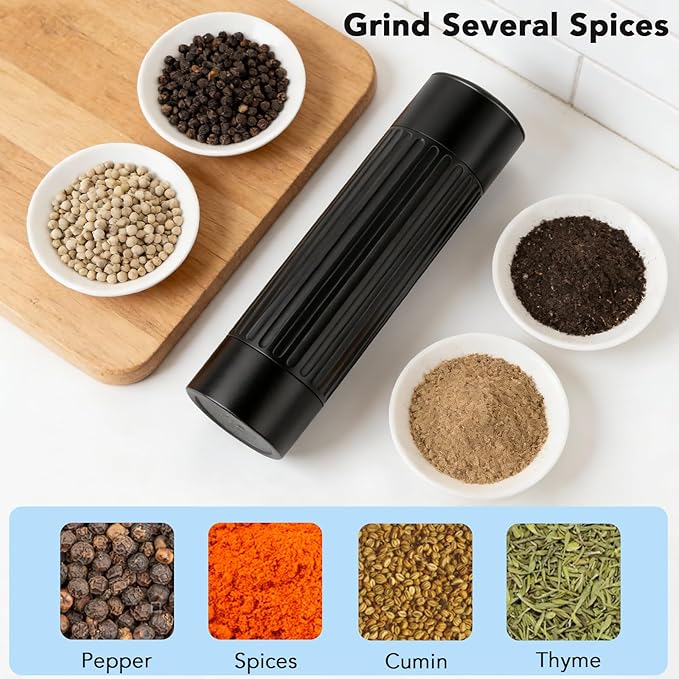 Pepper Mill Grinder, Professional Grade Heavy Duty Metal Manual Pepper Mill, Refillable High Output Heavy Duty Pepper Grinder with Adjustable Coarseness, Stainless Steel Burrs Easy Grinding