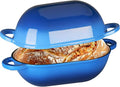 LIFERUN 2.5qt Enameled Cast Iron Dutch Oven for Sourdough Bread Baking, Oven Safe Dutch Oven Pot with Lid, Non-Stick Bread Oven Pot, Blue