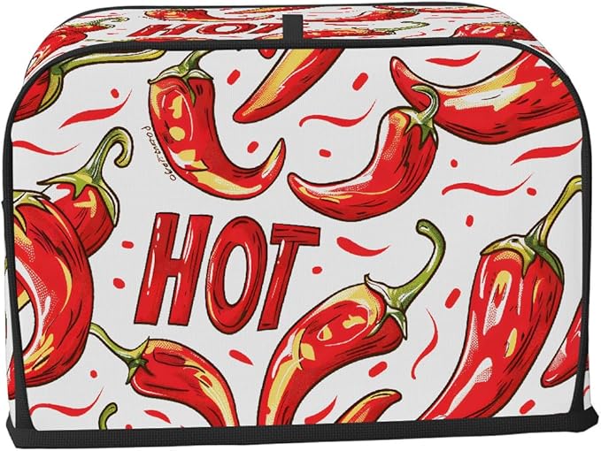 Red Chili Pepper Toaster Cover 4 Slice Dust and Fingerprint Protection Toaster Bread Maker Covers Washable Kitchen Small Appliance Covers for Kitchen Accessories Decor Bakeware Women Gift