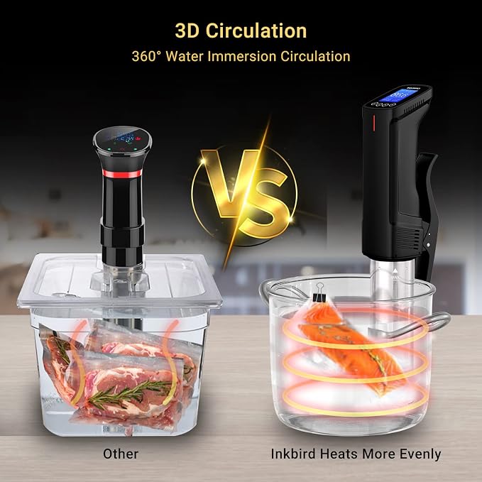 INKBIRD WIFI Sous Vide Cooker Bundle with 30PCS Sous Vied bags and Vacuum Sealer Pump, Sous Vide Starter Kits, Recipes on APP,1000W Sous-Vide Machine for Steak
