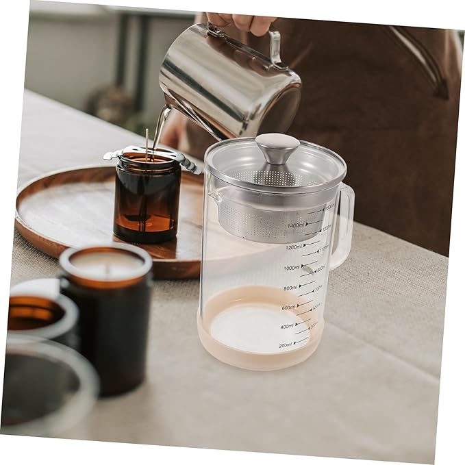 Strainer Soybean Milk Filter Jug with Scale High Borosilicate Glass Tea Strainer for Juices Smoothies and Milk Capacity Efficient Filtering for Honey and Herbal Teas