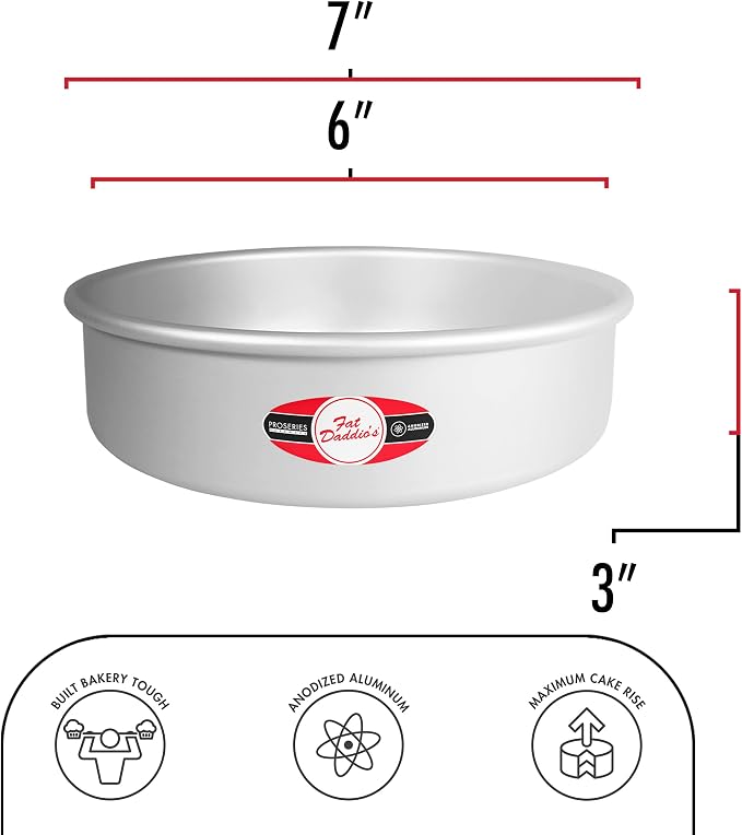 Fat Daddio's PRD-63 Anodized Aluminum Round Cake Pan, 6 x 3 inch