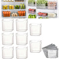 Crystal Clear Freezer Storage Bins - 4 Pack Stackable Freezer Organizer Bins, Clear Plastic Kitchen Cabinet Organizer for Meat, Veggies & Fruit (White, 8pcs-S)