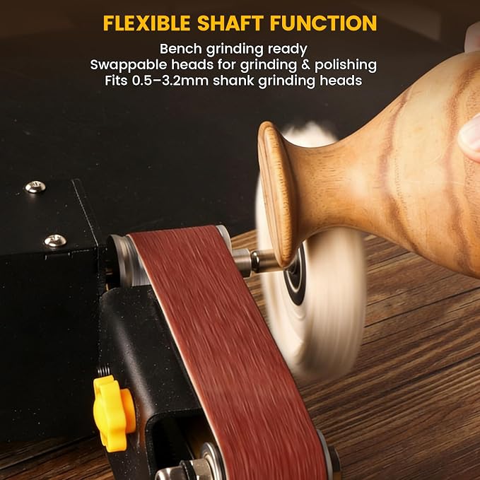 6-In-1 Mini Belt Sander Mini Belt Sander, Electric Small Sander Knife Sharpener Supplies, 7 Adjustable Speed, 795 Motor, Metal Wood DIY Handcraft, Tool & Knife Sharpening (Deluxe Set).
