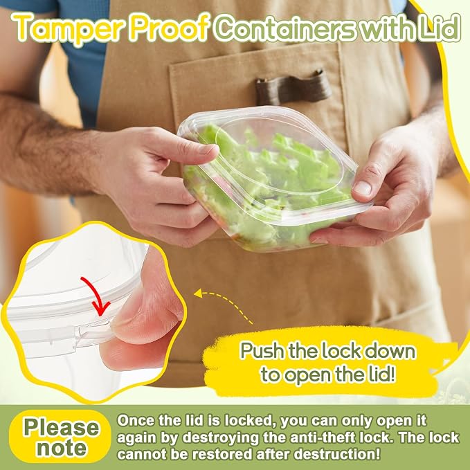 50 Pack 24 oz Deli Containers with Lids, Tamper Proof Leak Resistant Clear Plastic Food Storage Containers, Airtight Meal Prep Container for Soup Salad Tiramisu, Microwave & Dishwasher Safe