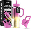 Coldest Tumbler with Handle and Straw - 100% Spill Proof Tumbler with Straw (3 Lids) - Stainless Steel Insulated Leakproof Tumblers for Women & Men - Cup Holder Friendly - 36 oz (SunTan Nova)