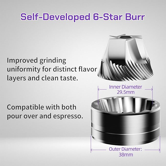 AURORA Portable Electric Coffee Grinder, Rechargeable Burr Coffee Grinder 140 Precise Settings for Espresso to French Press with Manual Handle, Storage Box