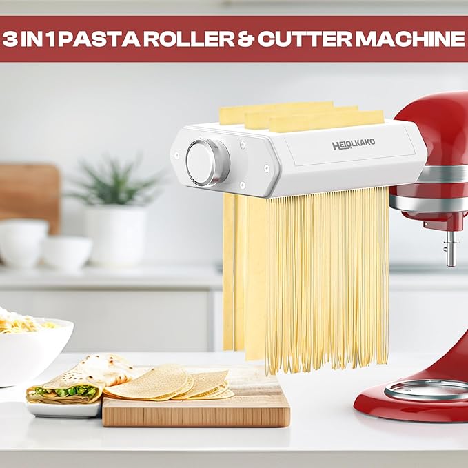Pasta Attachment for KitchenAid Stand Mixer, 3 in 1 Set Pasta Maker KitchenAid Attachment Includes Spaghetti Cutter, Pasta Sheet Roller and Fettuccine Cutter, Attachment for Kitchen aid Mixers