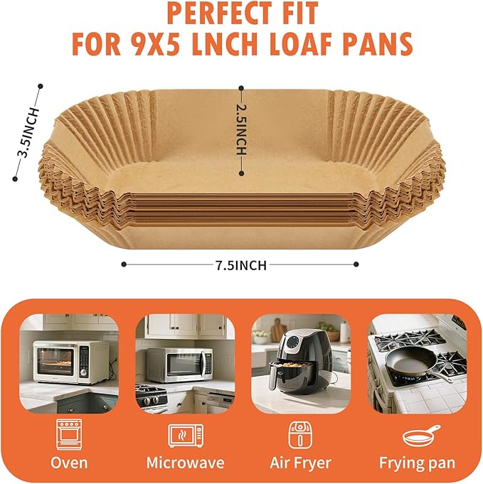 Loaf Pan Liners,160Pcs Parchment Paper Liners for Baking Bread 9x5 Inch,Non-Stick Parchment Bread Liners, Disposable Pan Liners for Baking,9.5x5 Bread Pan Liners
