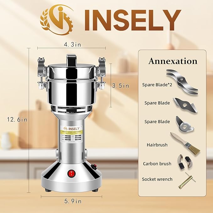 Grain Mill 150g, flour mill grinder for home, Electric Stainless Steel Grain Grinder for Wheat, Spices, coffee,Corn and Other Dry Food Grinders for Kitchen