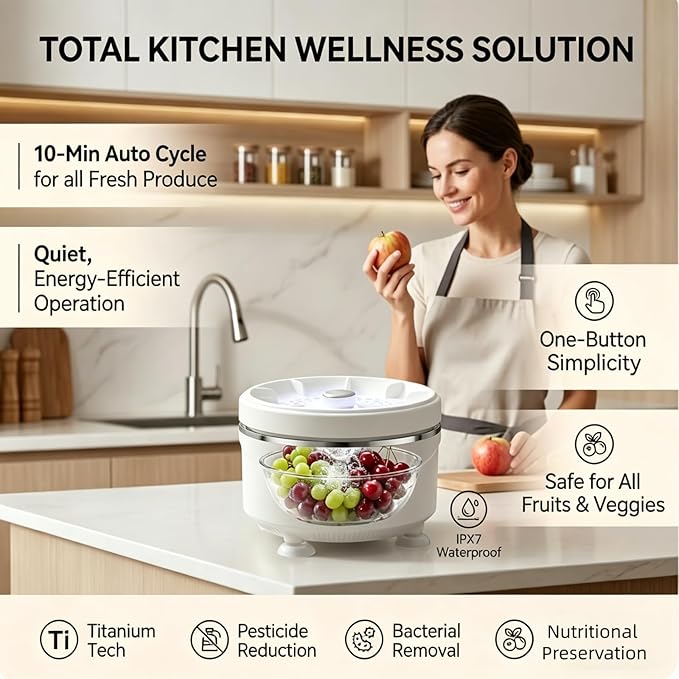Produce Cleaner Device, Fruit And Vegetable Cleaner,2026 Upgraded Fruit And Vegetable Washing Machine Purifier Clean Produce With Titanium Electrolysis Purification For Home Kitchen (2PCS)