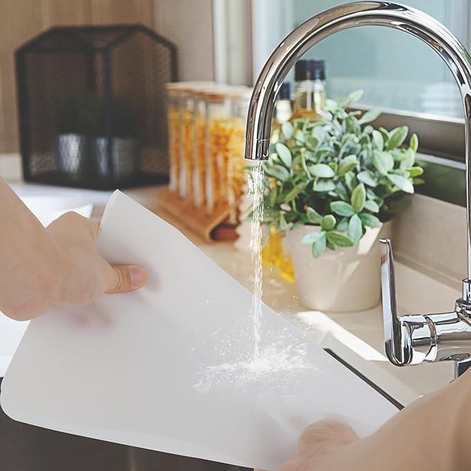 Silicone Mat for Kitchen Counter, Silicone Mat Trimable to Size (Translucent, 23.6×15.7inch-2PCS), BPA-Free Silicone Placemat, Heat-Resistant NonSlip Table Mat for Air Fryer, Countertop Protector Mat