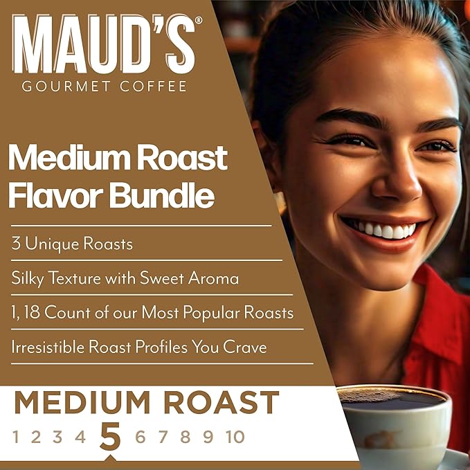 Maud's Salted Caramel, Sweet Hazelnut & Cinnamon Roll Flavored Pods Bundle, 54 ct, Medium Roast Flavored Coffee in Single Serve Pods – 100% Arabica Coffee, Compatible with Keurig K Cups Maker